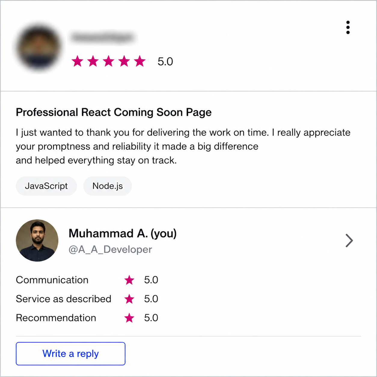 React Coming Soon Page client review