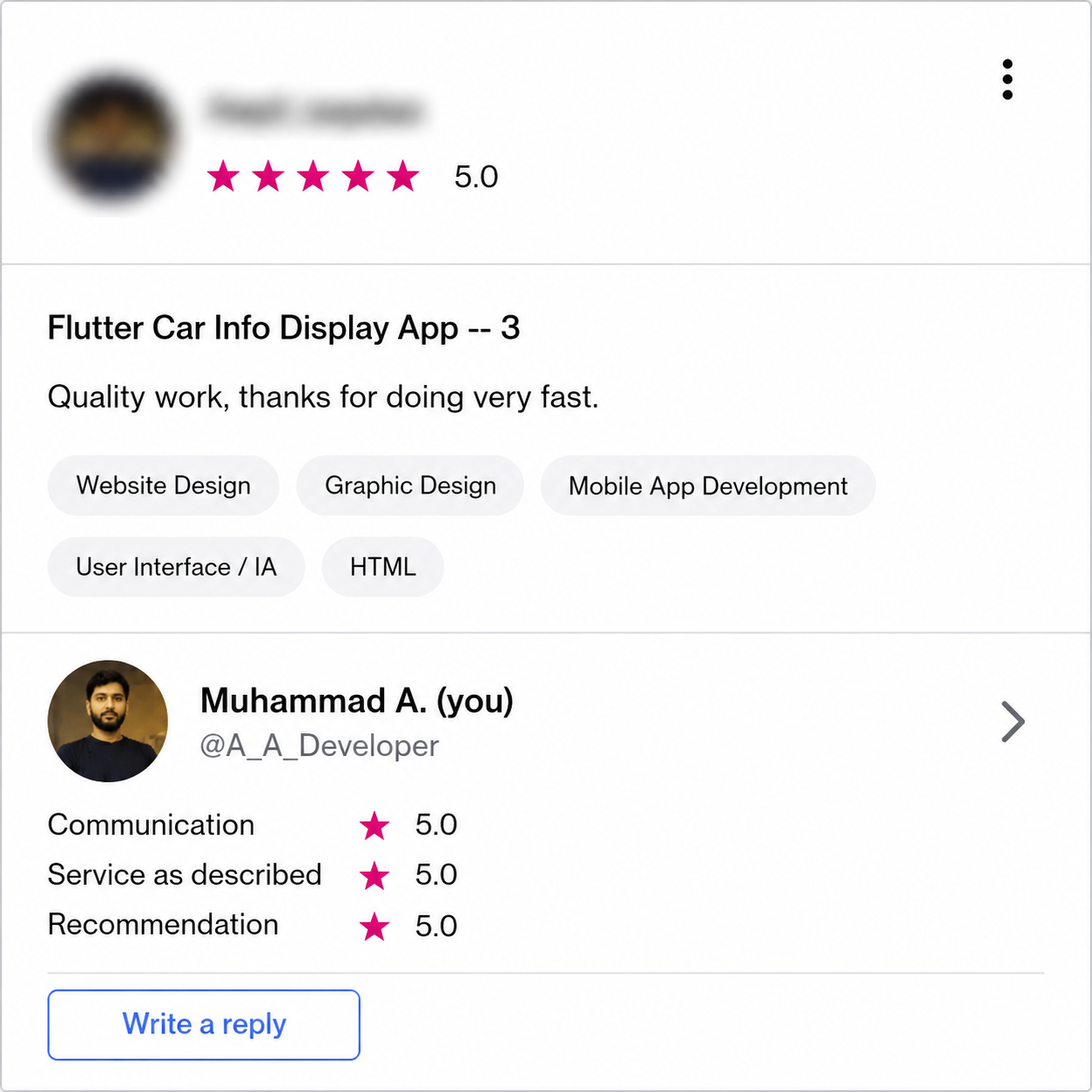 Flutter Car Info Display client review